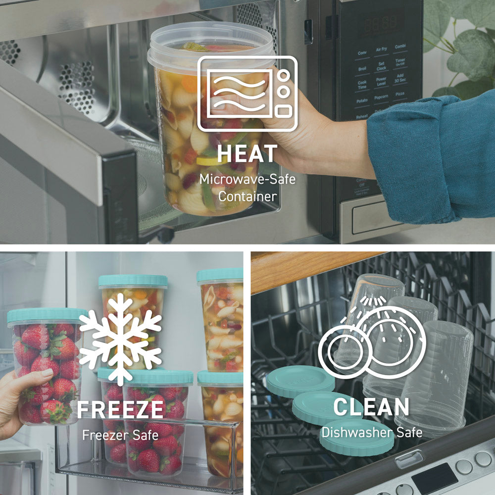 Bentgo® Prep Twist-Top Fluid Ounce Containers (20-Piece) - 32-Fluid Ounce - Aqua Splash | Microwave-Safe, Freezer Safe And Dishwasher Safe Container