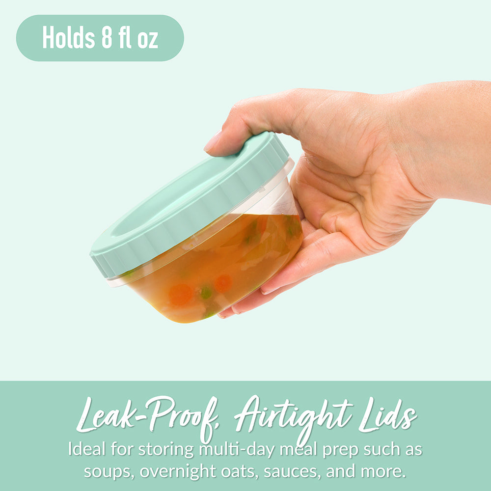 Bentgo® Prep Twist-Top Fluid Ounce Containers (20-Piece) - 8-Fluid Ounce - Honeydew | Leak-Proof, Airtight Lids - Ideal For Storing Multi-day Meal Prep Such As Soups, Overnight Oats, Sauces, And More