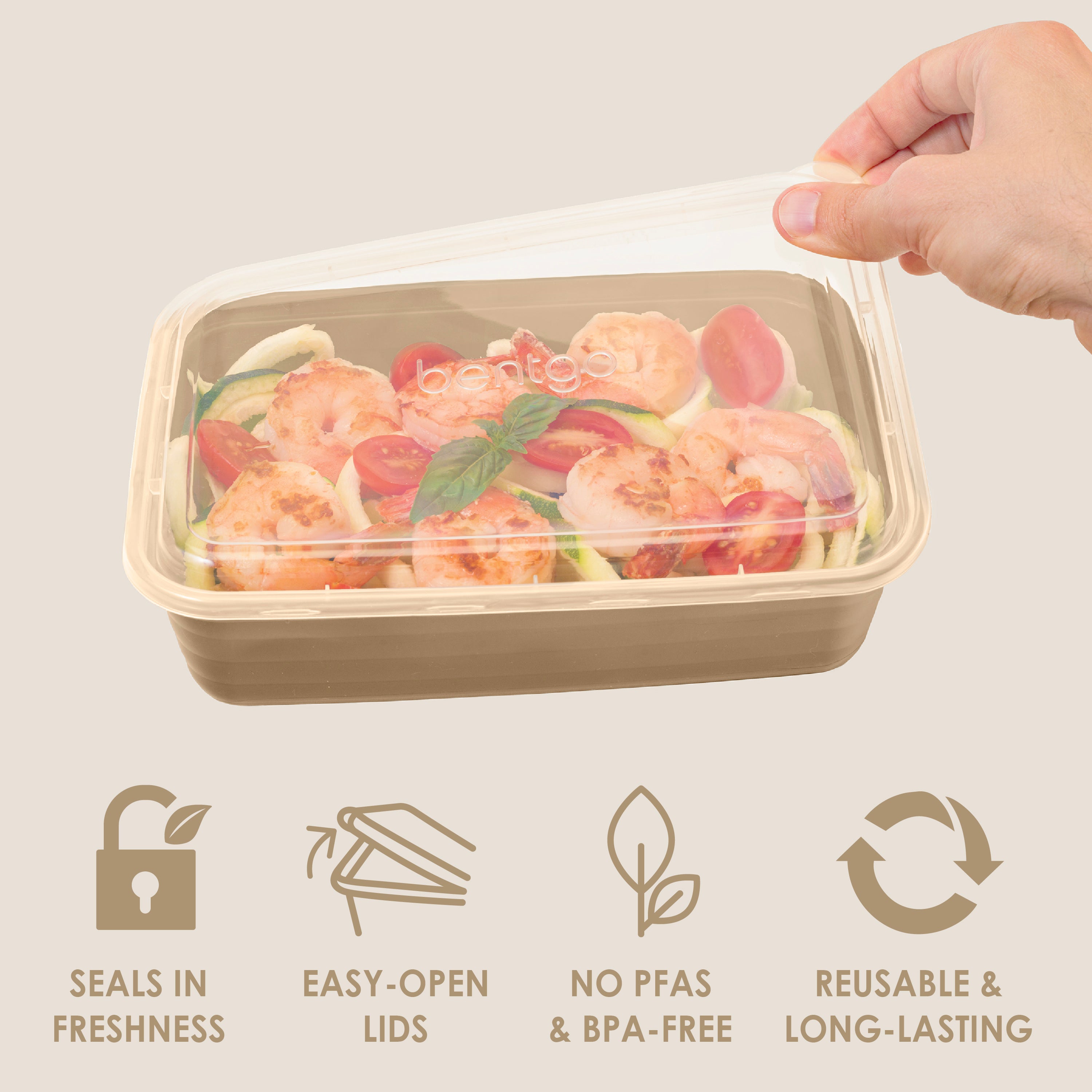 Bentgo® Prep 1-Compartment Meal Prep Containers (20-Piece)  - Gold | Seals In Freshness, Easy-Open Lids, NO PFAS & BPA-Free, Reusable & Long-Lasting