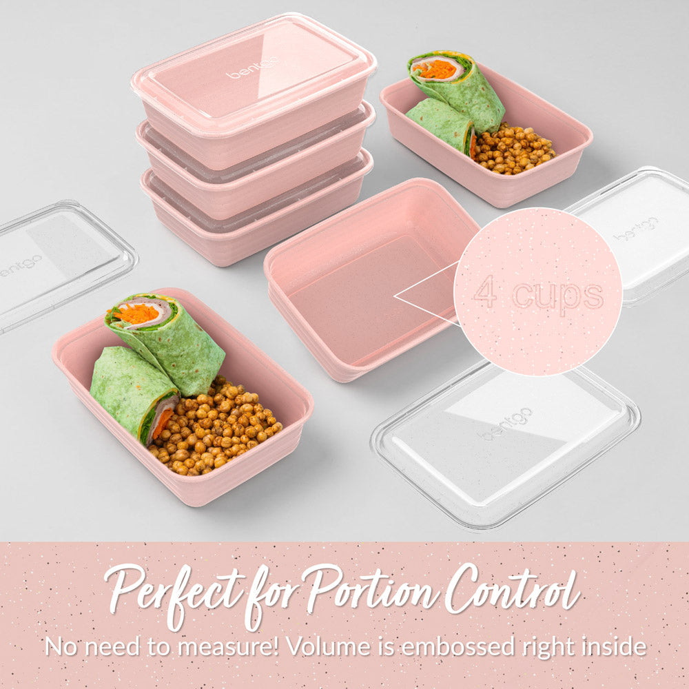 Bentgo® Prep 1-Compartment Meal Prep Containers - Peony Glitter | Perfect For Portion Control - No Need To Measure! Volume Is Embossed Right Inside