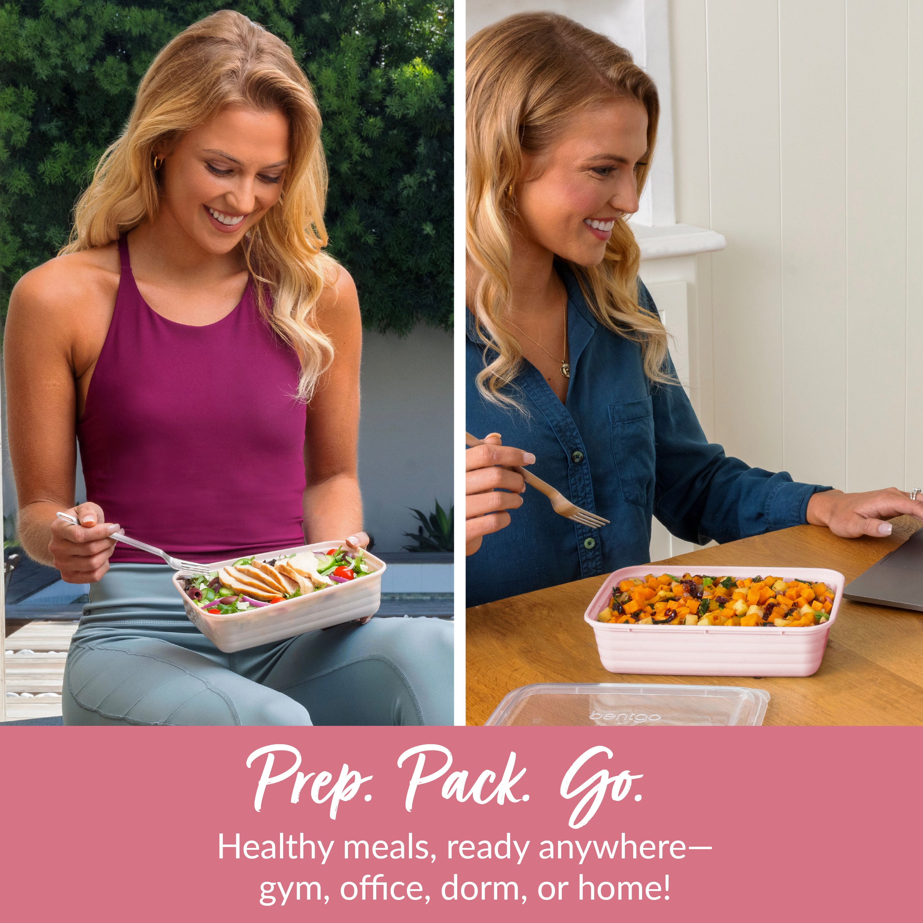 Bentgo® Prep 1-Compartment Meal Prep Containers (20-Piece)  - Blush Pink | Prep. Pack. Go. - Healthy Meals, Ready Anywhere - Gym, Office, Dorm, Or Home!