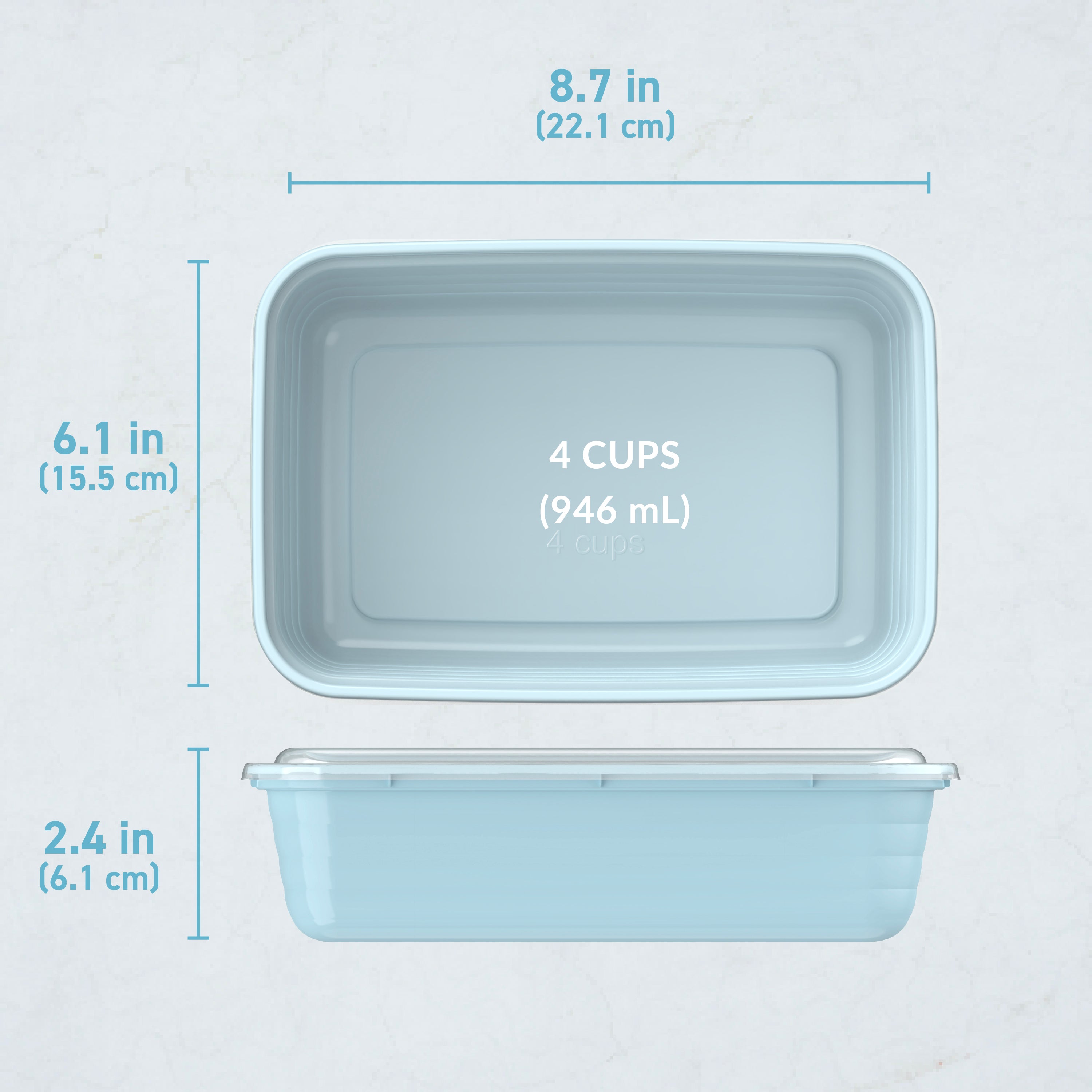 Bentgo® Prep 1-Compartment Meal Prep Containers (20-Piece)  - Sky | Dimensions