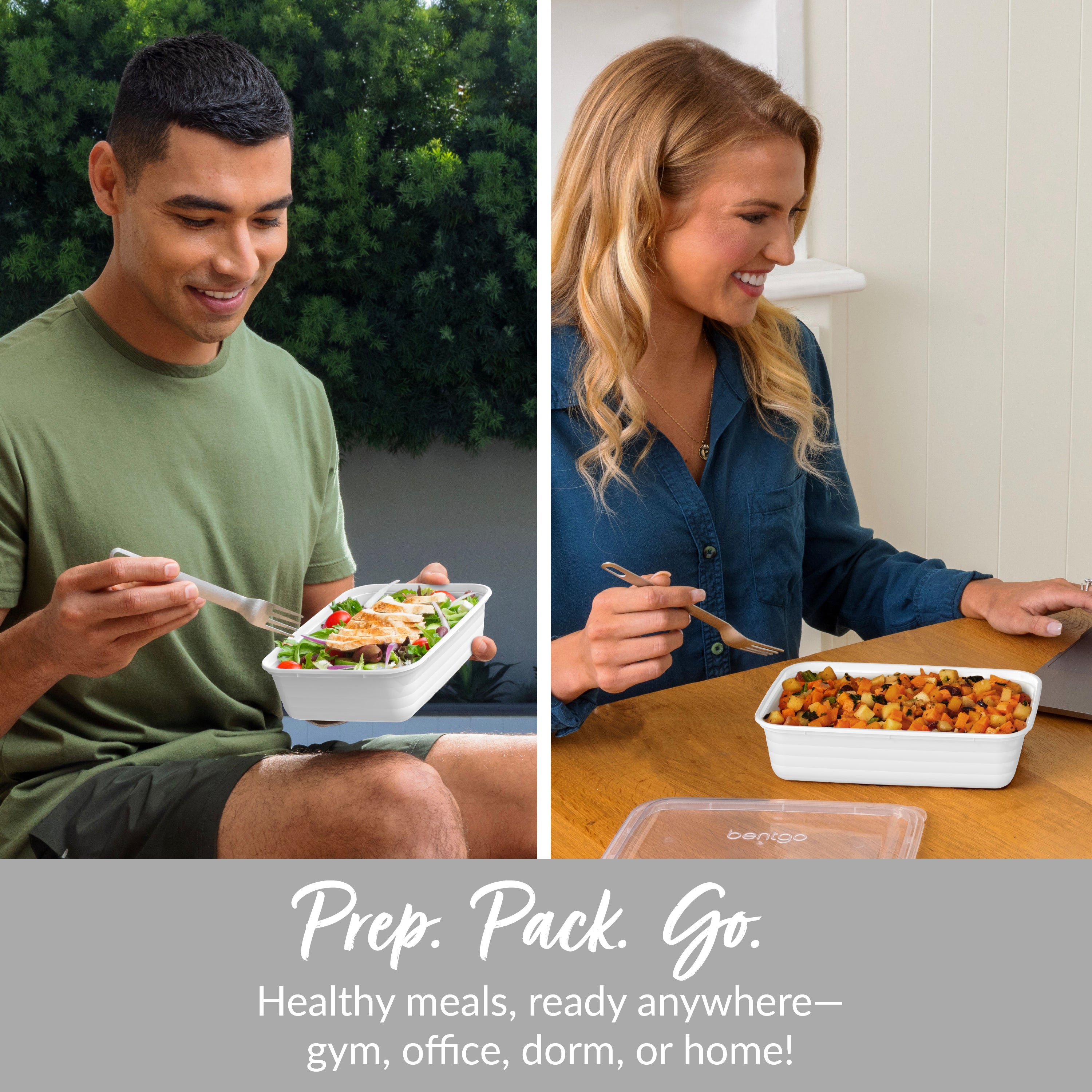 Bentgo® Prep 1-Compartment Meal Prep Containers (20-Piece)  - White | Prep. Pack. Go. - Healthy Meals, Ready Anywhere - Gym, Office, Dorm, Or Home!
