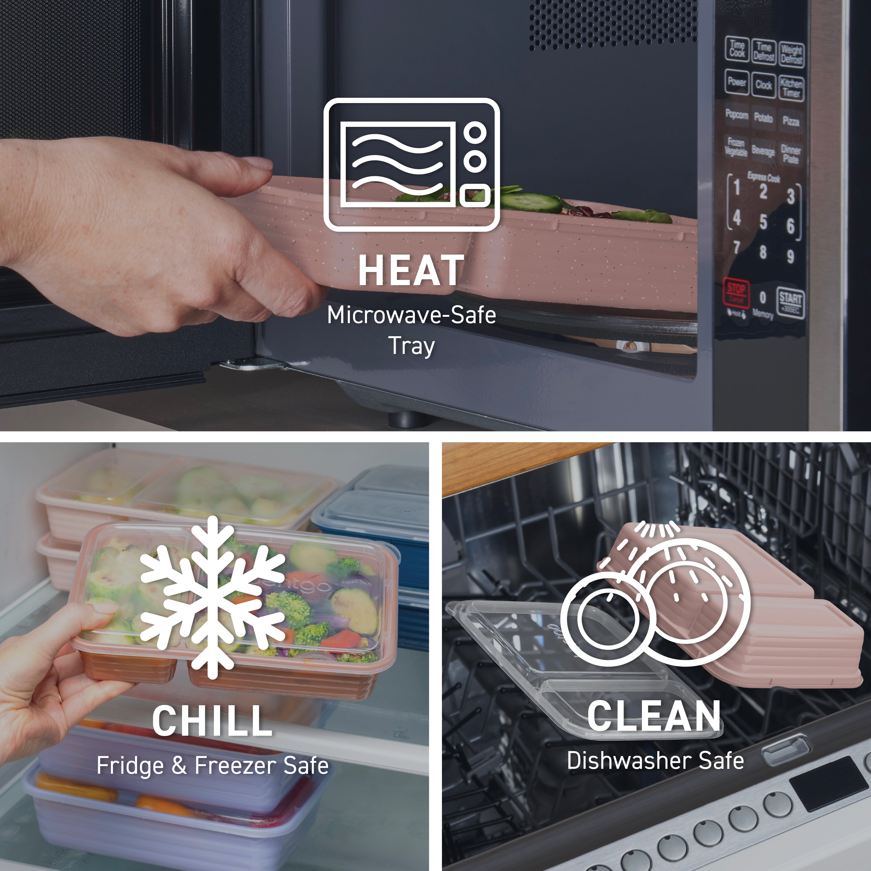 Bentgo® Prep 2-Compartment Meal Prep Containers (20-Piece)  - Burgundy | Microwave-Safe Tray, Fridge & Freezer Safe, And Dishwasher Safe