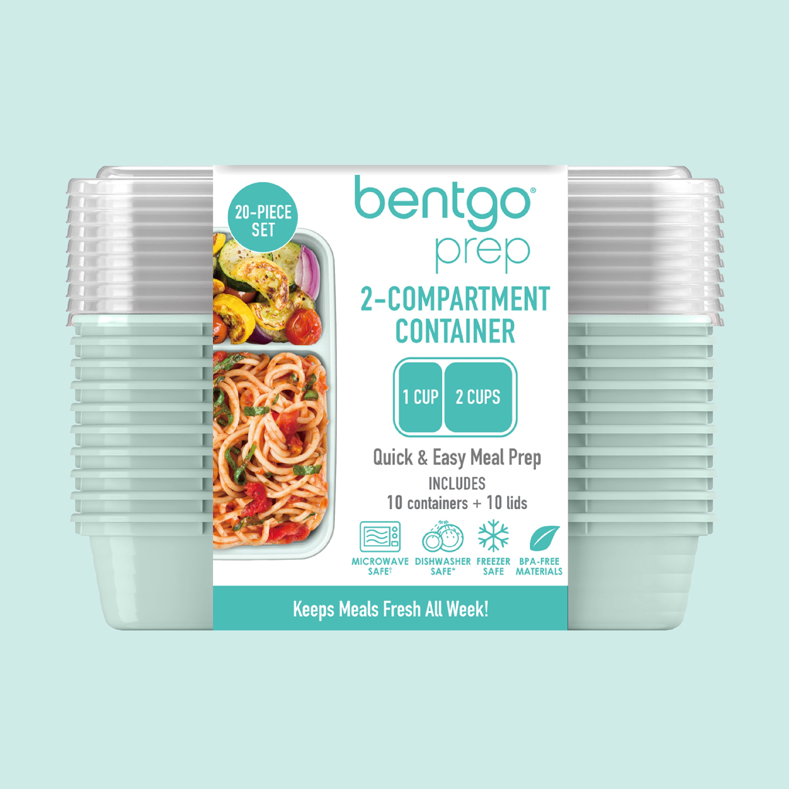 Bentgo® Prep 2-Compartment Meal Prep Containers (20-Piece)  - Mint | Packaging