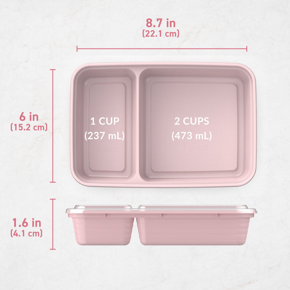 Small Food Storage Container Plastic 2-compartment Food Organizer