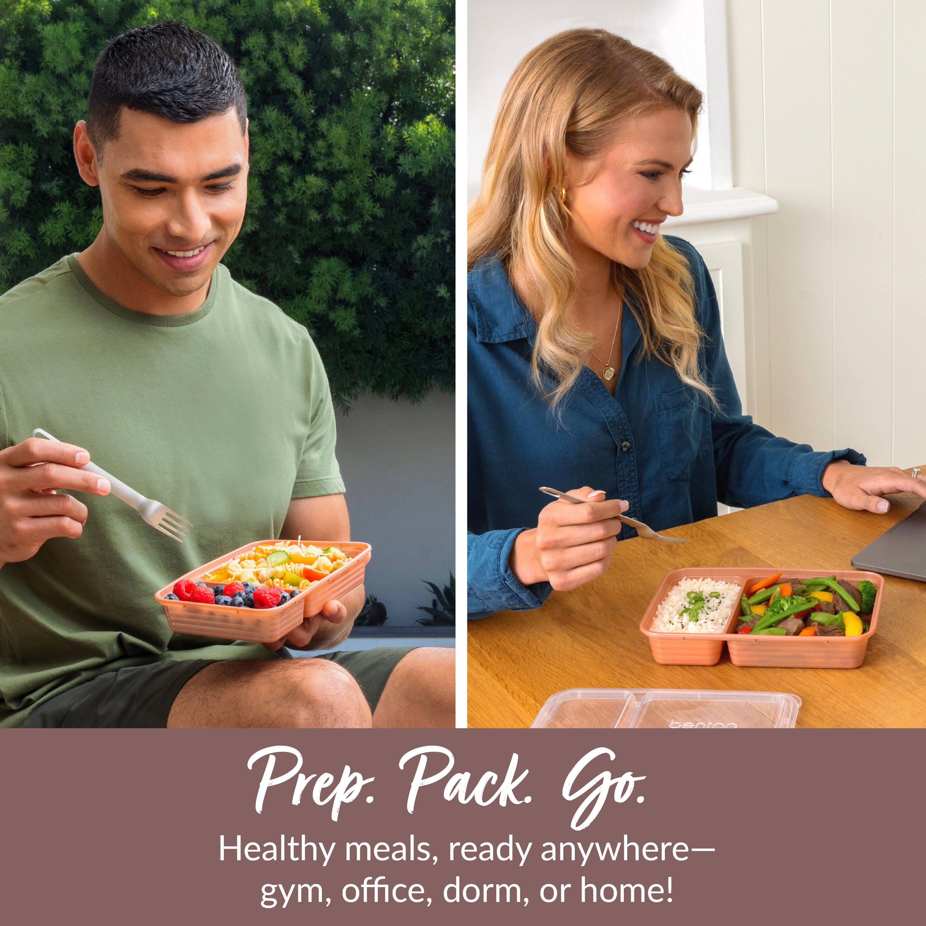 Bentgo® Prep 2-Compartment Meal Prep Containers (20-Piece)  - Rose Gold | Prep. Pack. Go. - Healthy Meals, Ready Anywhere - Gym, Office, Dorm, Or Home!