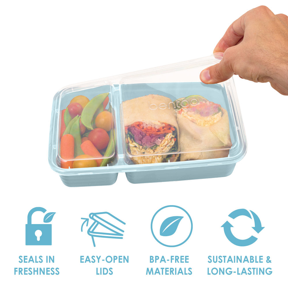 10 Piece 2 Compartment BPA-Free Plastic Meal Prep Containers