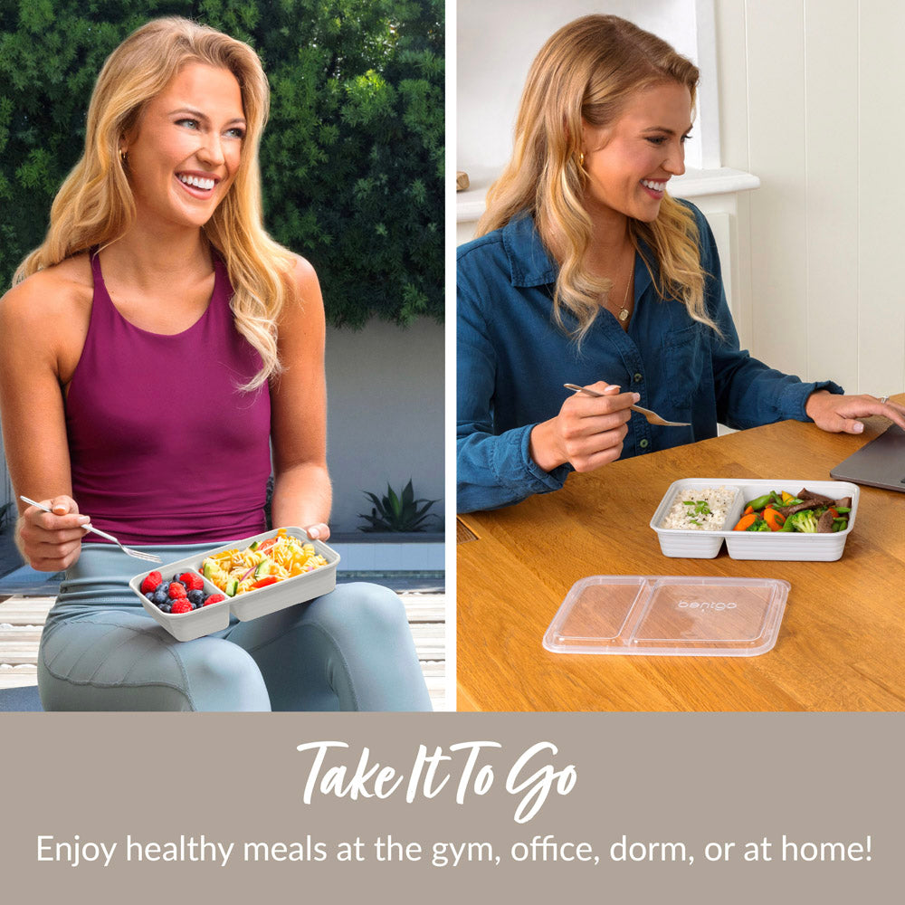Bentgo® Prep 2-Compartment Meal Prep Containers. Take it to go. Enjoy healthy meals at the gym, office, dorm, or at home!
