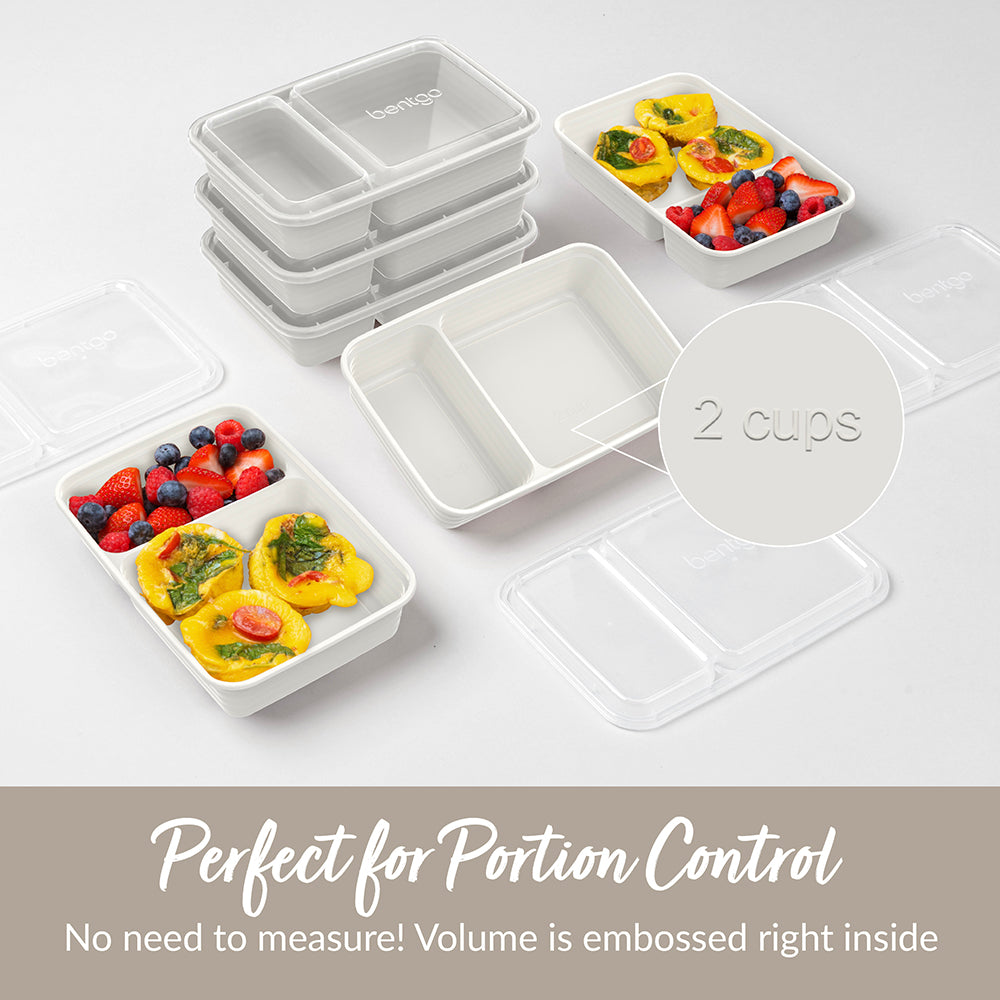 Bentgo® Prep 2-Compartment Meal Prep Containers are perfect for potion control. No need to measure, volume is embossed right inside.