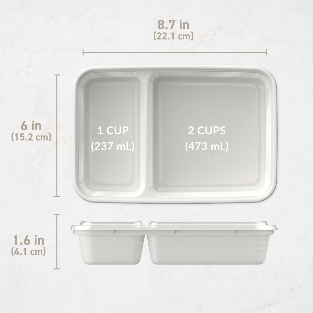 Bentgo® Prep 2-Compartment Meal Prep Containers dimensions image