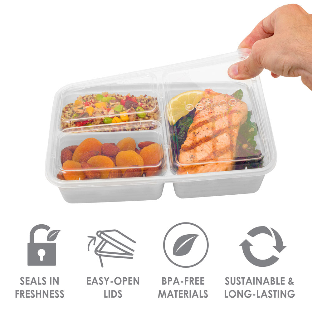 OTOR Bento Boxes Meal Prep Containers 3 Compartments with - Import It All