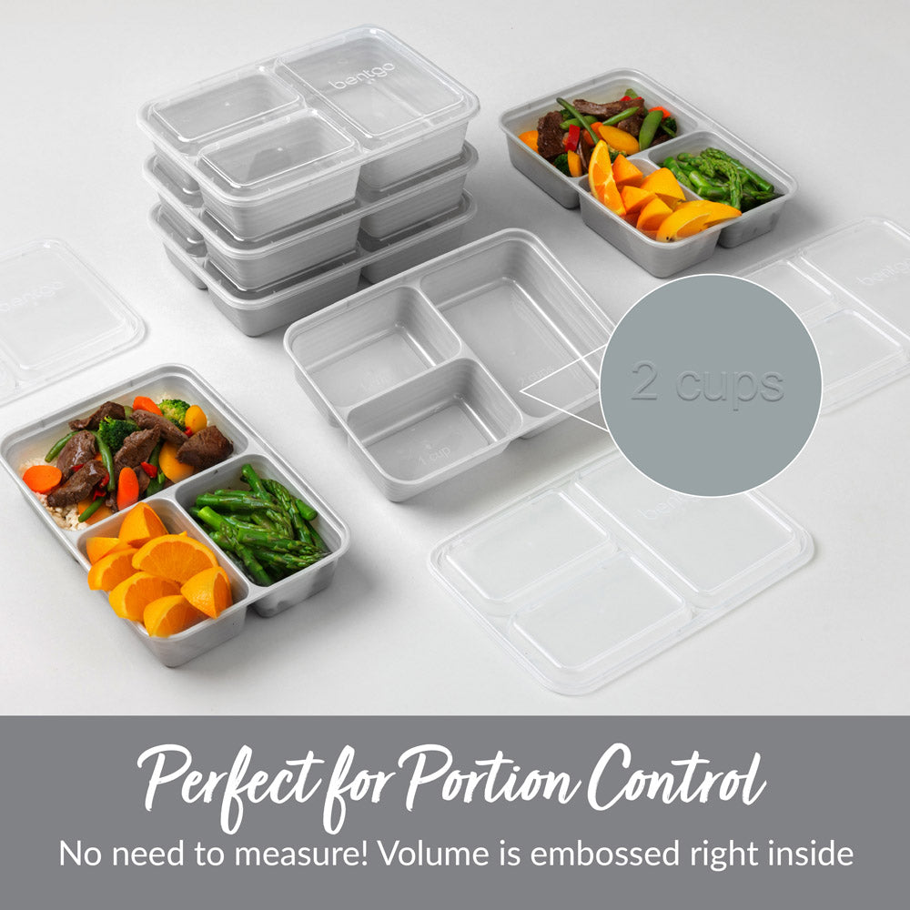 Bentgo Fresh 3pk Reusable 3 Compartment Containers for Prepping, Microwave  & Dishwasher Safe