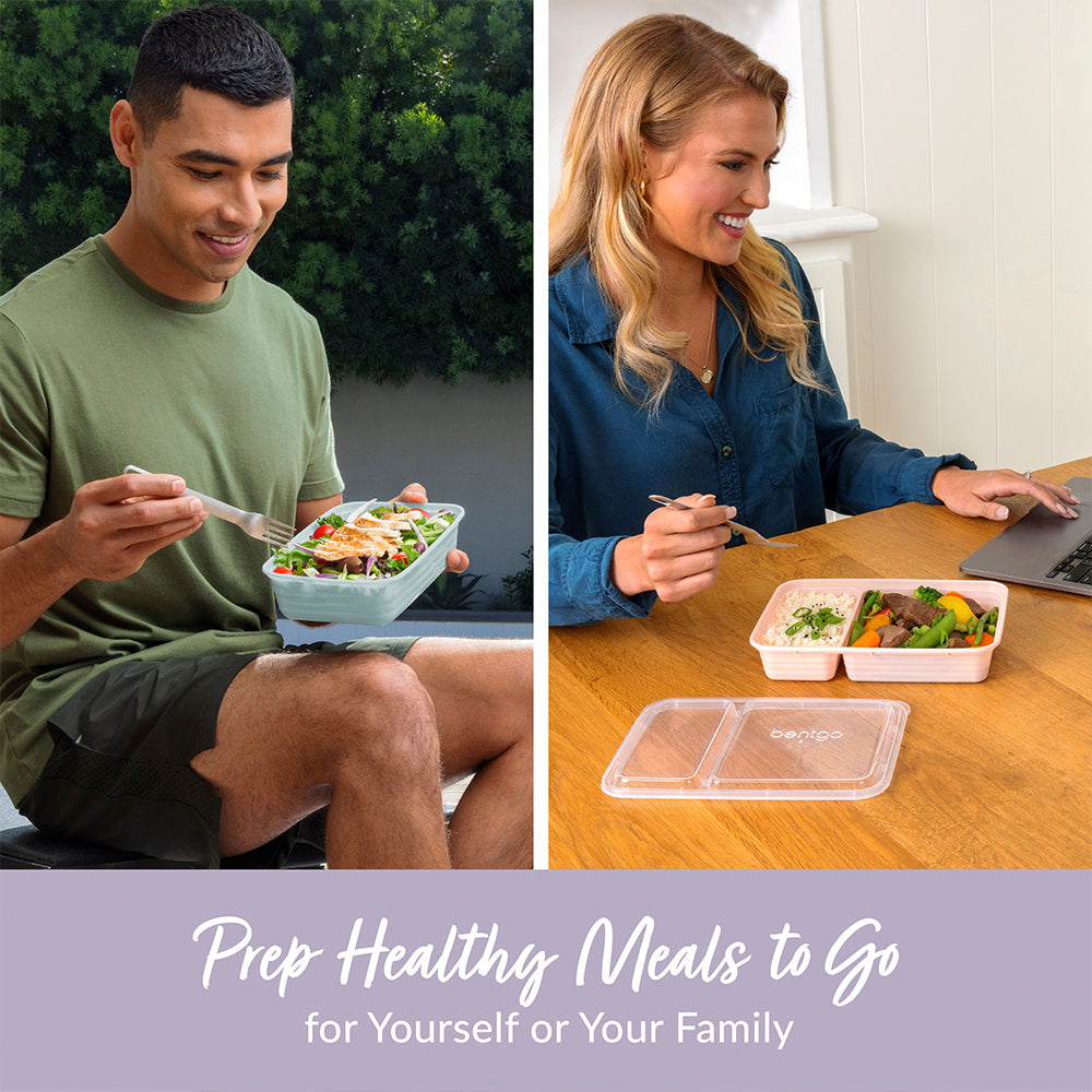 Glass Meal Prep Containers [4 Pack, 30 oz] - 2 & 3 Compartment
