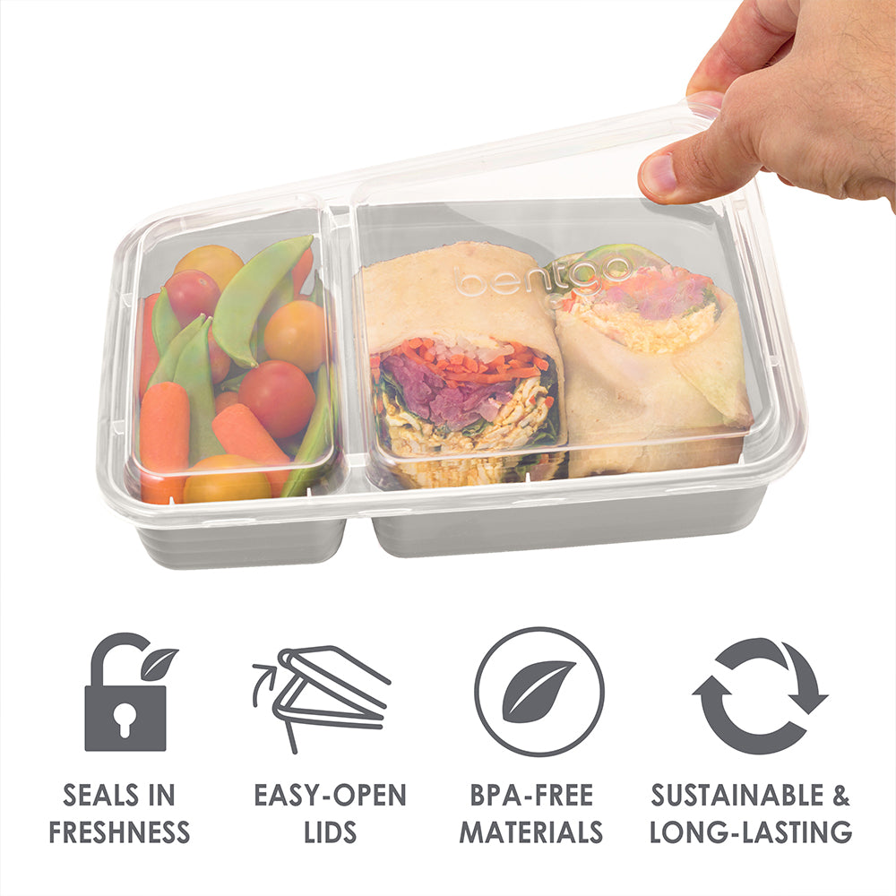 Bentgo® 60-Piece Prep Kit - White Stone | Seals in Freshness with our Easy-Open Lids