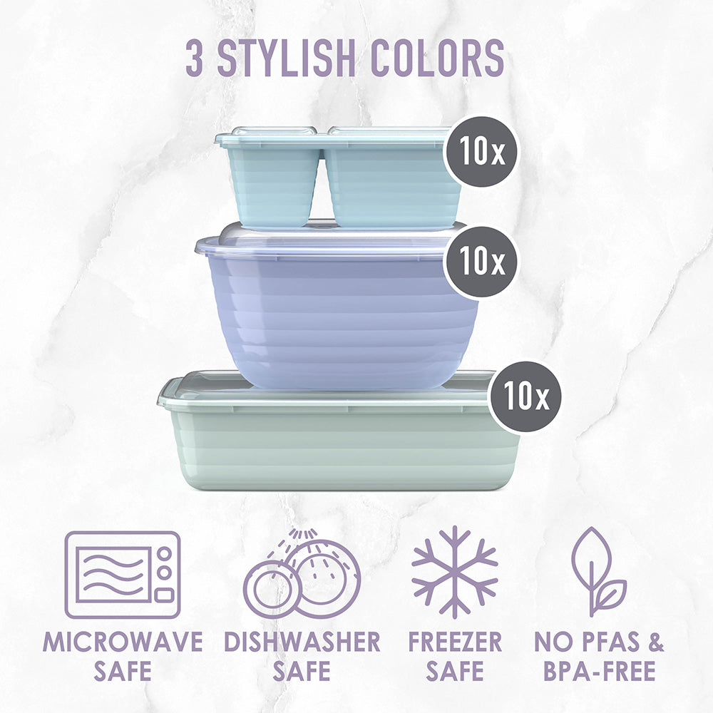 Bentgo® Prep 60-Piece Variety Meal Prep Kit  - Floral Pastels | 3 Stylish Colors - Microwave Safe, Dishwasher Safe, Freezer Safe, And No PFAS & BPA-Free