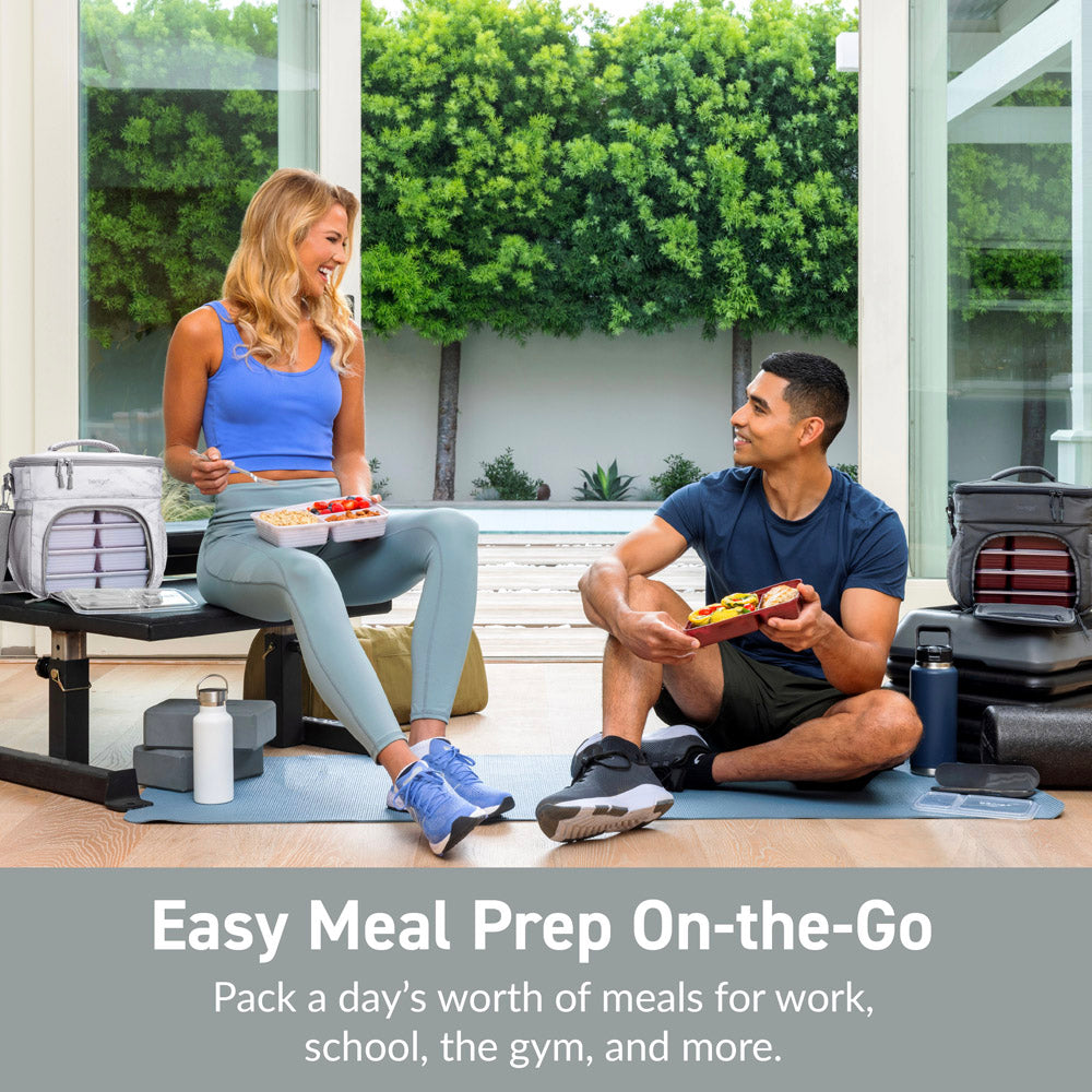 Bentgo Prep Deluxe Multimeal Bag in White Marble. Pack a day's worth of meals for work, school, the gym, and more.