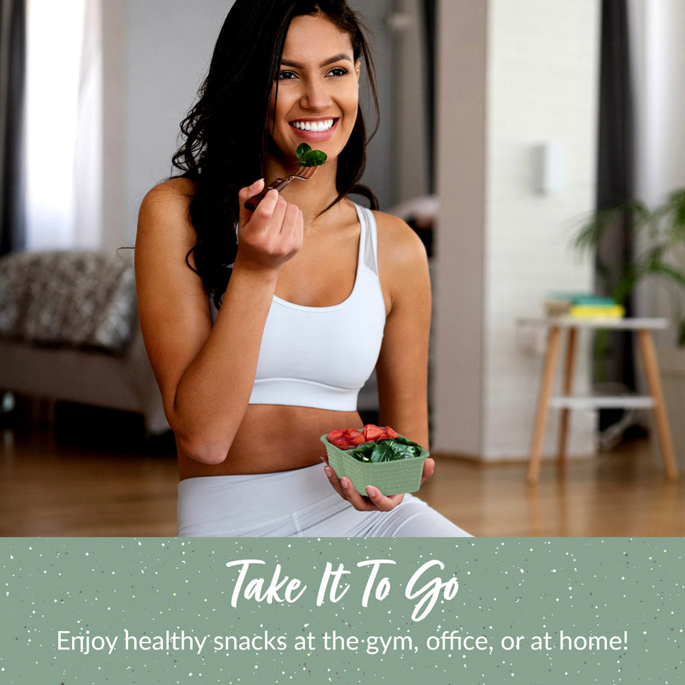 Bentgo® Prep 2-Compartment Snack Containers - Basil Glitter | Take It To Go - Enjoy Healthy Meals At The Gym, Office, Dorm, Or At Home!