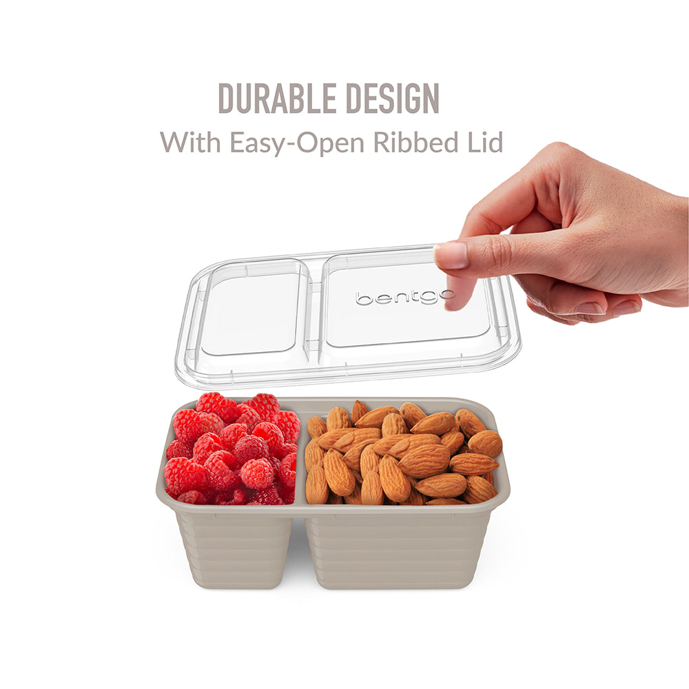 Bentgo® Prep 2-Compartment Snack Containers - Clay | Durable design with Easy-Open Ribbed Lid