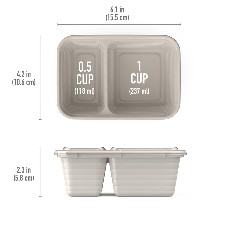 Bentgo® Prep 2-Compartment Snack Containers - Clay | Container Dimensions