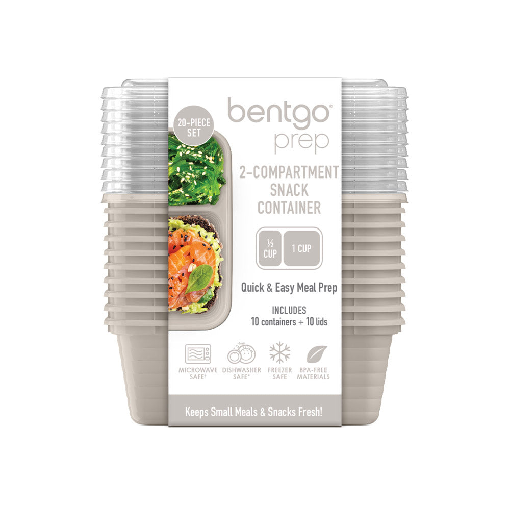 Bentgo® Prep 2-Compartment Snack Containers - Clay | 2-Compartment Snack Containers for Quick & Easy Meal Prep