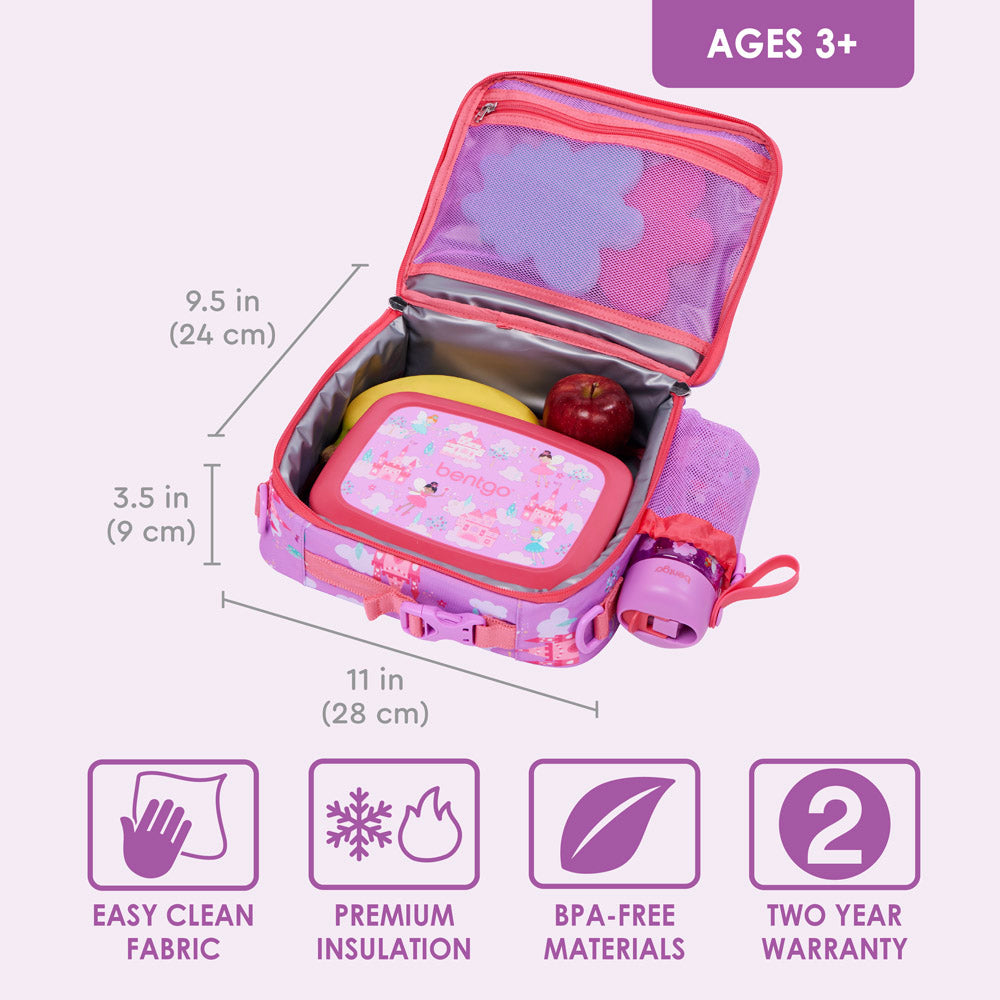 Bentgo® Kids Prints Lunch Bag | Fairies - Made with Easy Clean Fabric and BPA-Free Materials