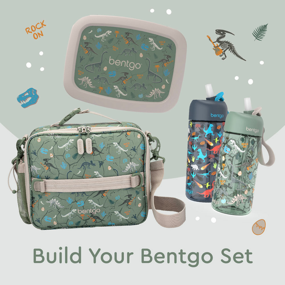 Bentgo Kids' Prints Double Insulated Lunch Bag, Durable, Water-Resistant Fabric, Bottle Holder - Rainbow & Butterfles