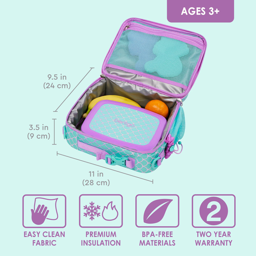 Bentgo® Kids Prints Lunch Bag | Mermaid Scales - Made with Easy Clean Fabric and BPA-Free Materials