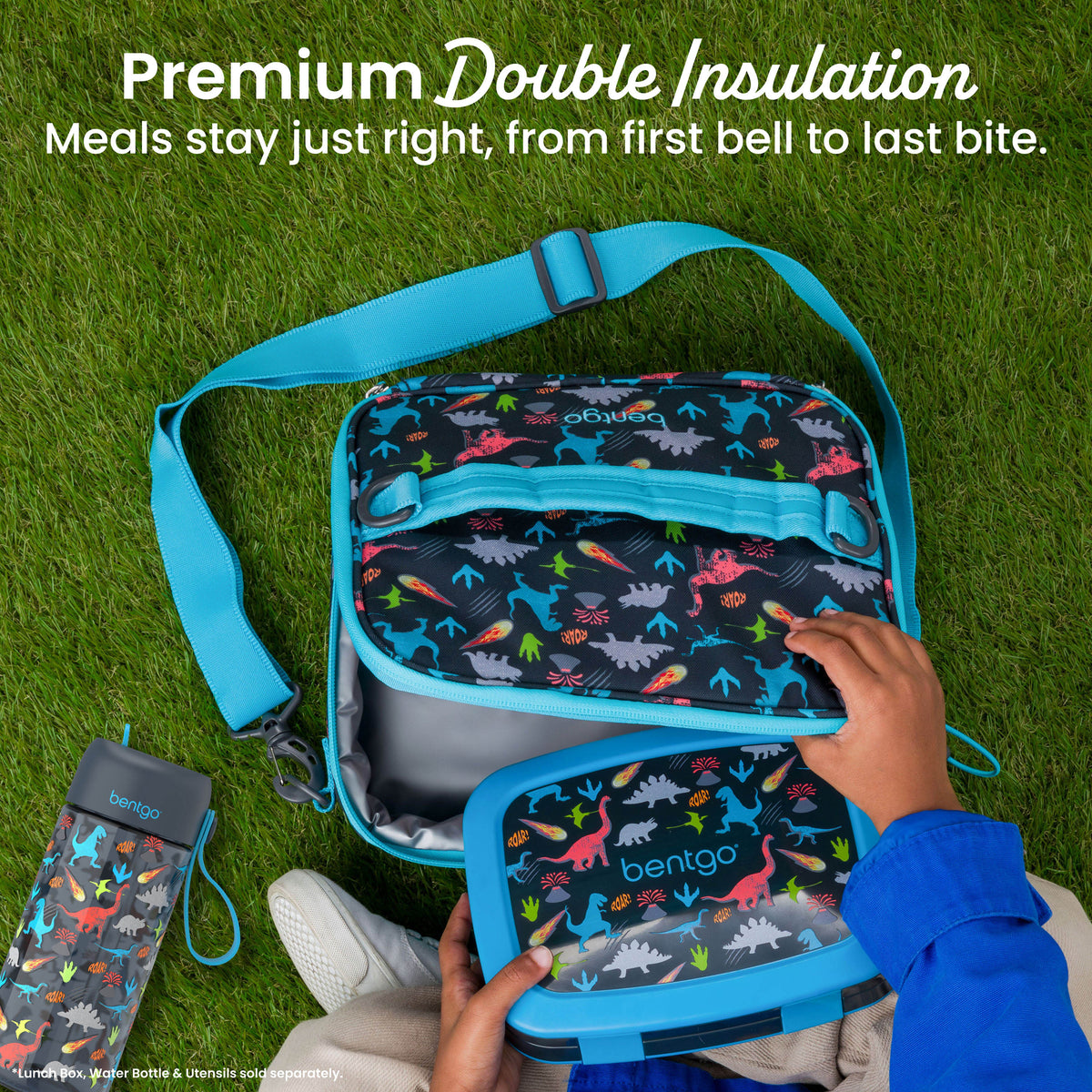Bentgo® Kids Prints Lunch Bag - Dinosaur | Premium Double Insulation - Meals Stay Just Right, From First Bell To Last Bite