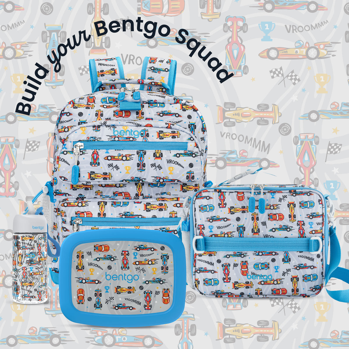 Bentgo® Kids Prints Lunch Bag - Race Cars | Build Your Bentgo Squad