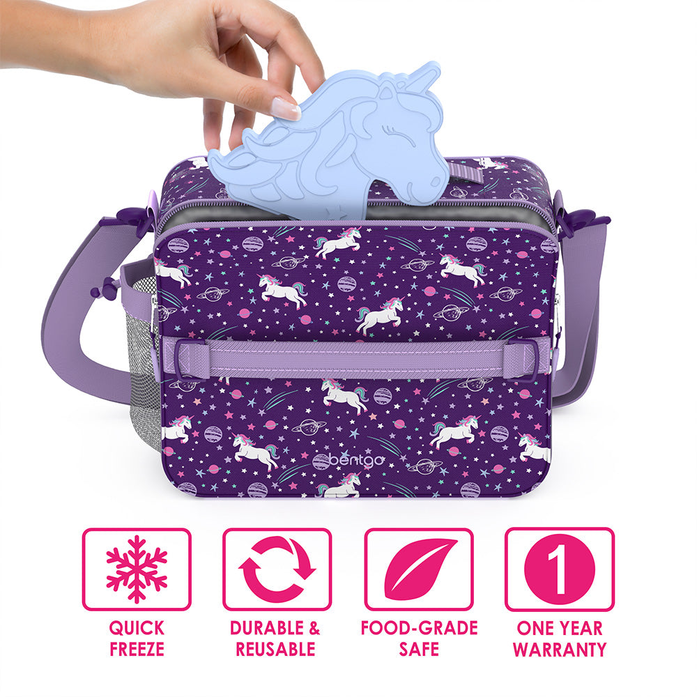 Bentgo Kids Prints Lunch Box, Lunch Bag, & Ice Packs - Unicorn