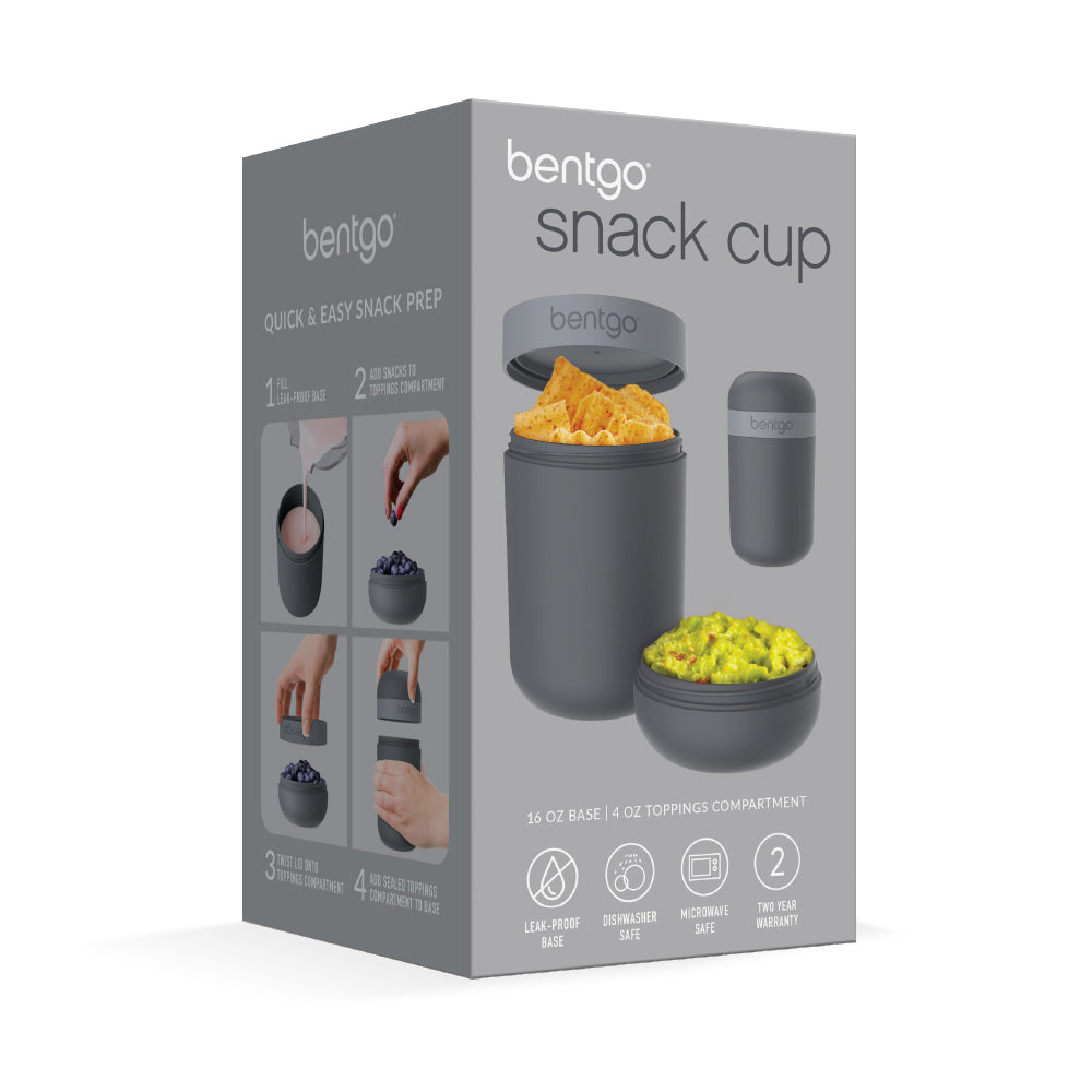  Bentgo® Snack Cup - Reusable Snack Container with Leak-Proof  Design, Toppings Compartment, and Dual-Sealing Lid, Portable & Lightweight  for Work, Travel, Gym - Dishwasher Safe (White): Home & Kitchen