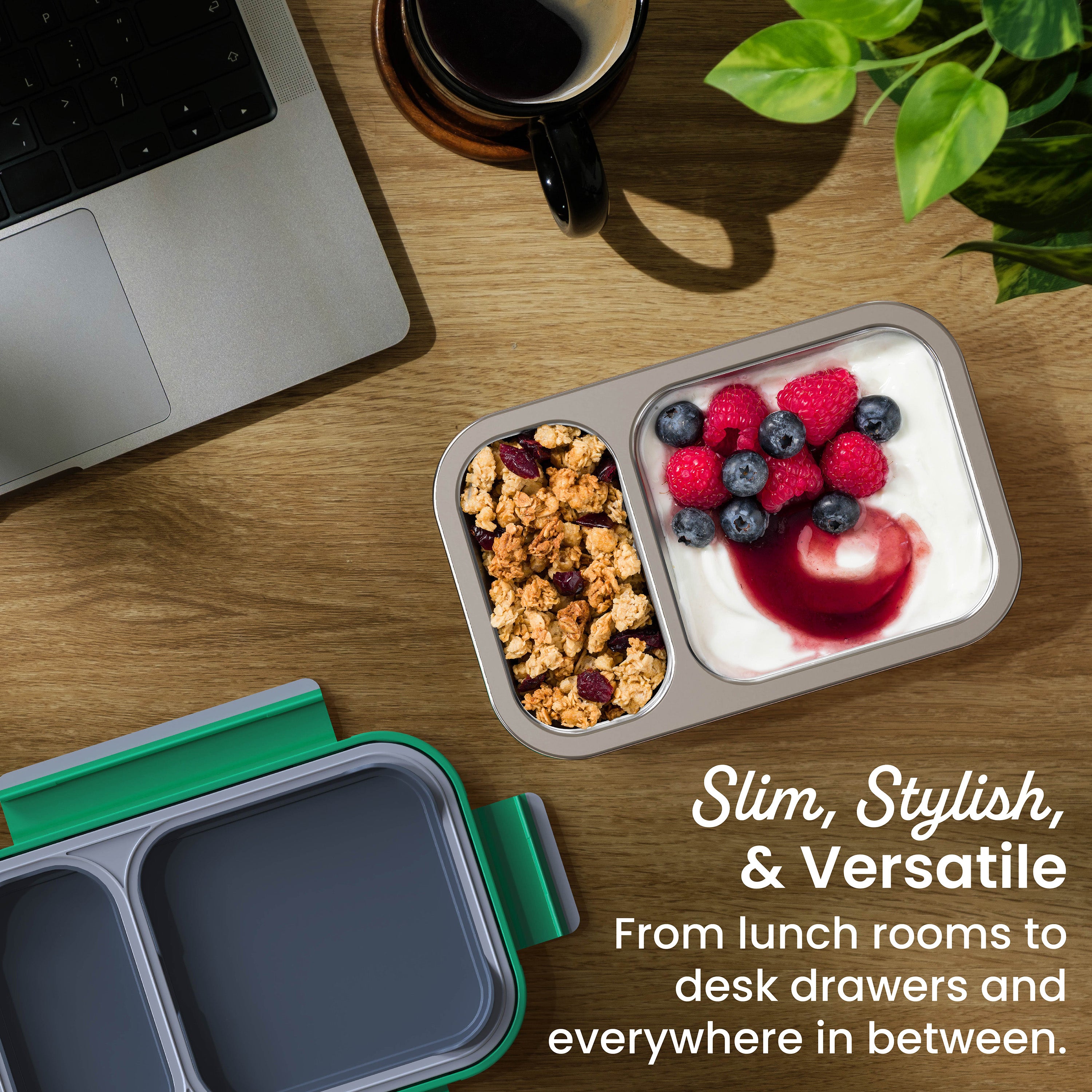 Bentgo Stainless Steel Snack Box - Gray Leaf | Slim, Stylish, & Versatile  - From Lunch Rooms To Desk Drawers And Everywhere In Between