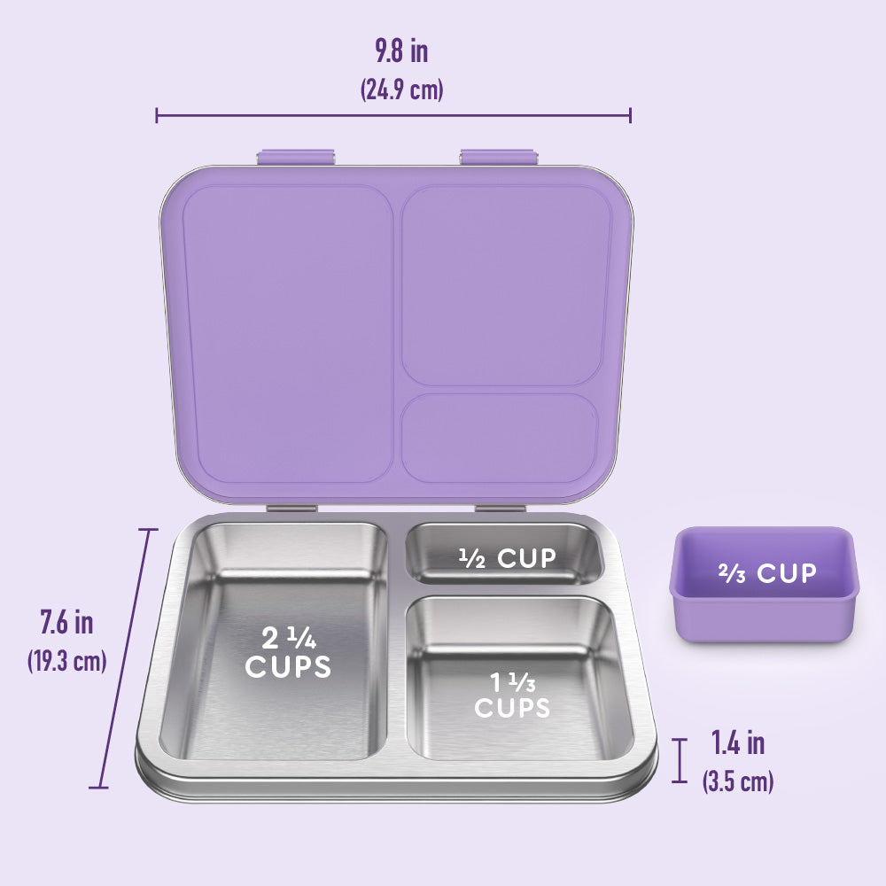 Bentgo® Kids Stainless Steel Lunch Set - Unicorn | Stainless Steel Lunch Box Dimensions