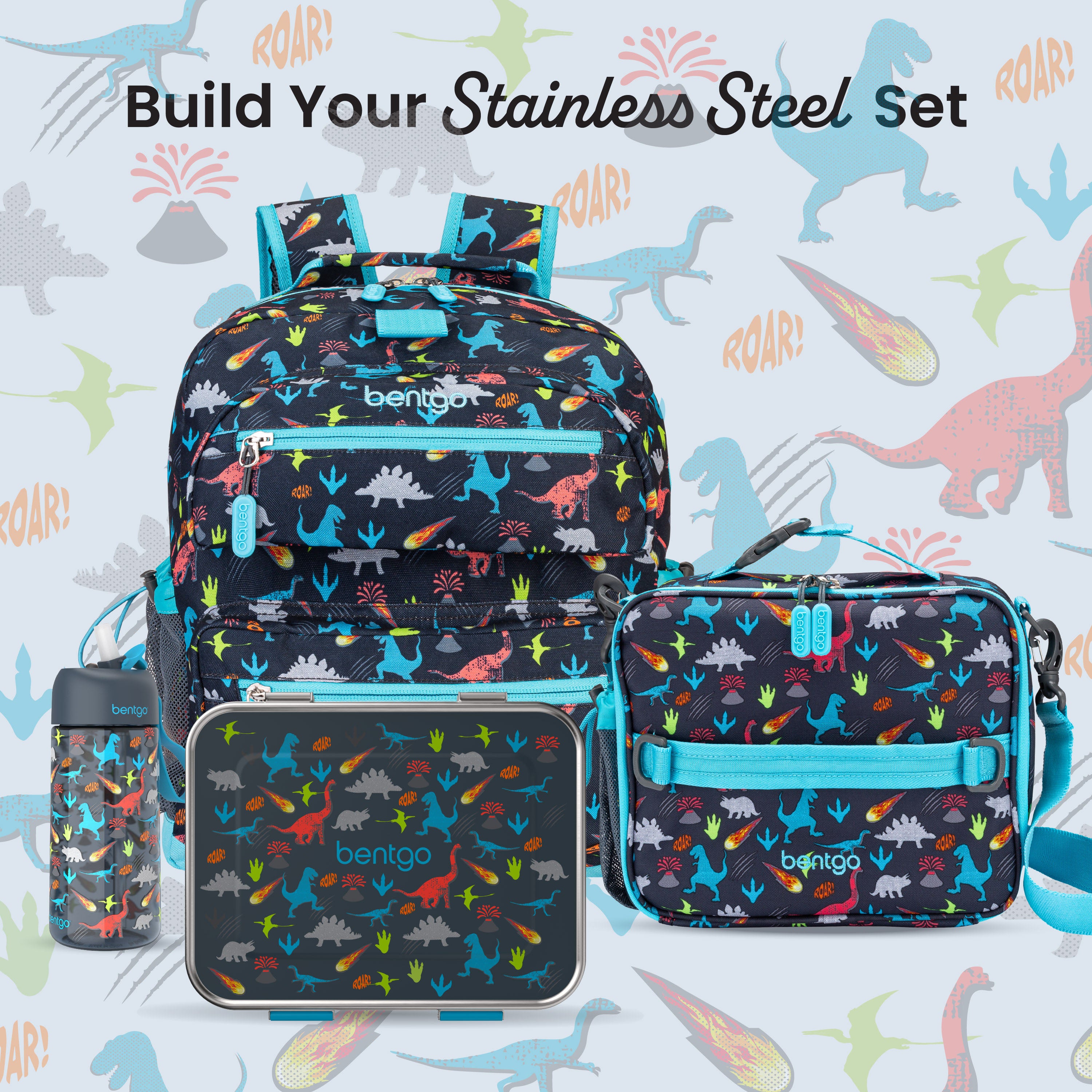 Bentgo® Kids Stainless Steel Prints Lunch Box  - Dinosaur | Build Your Stainless Steel Set