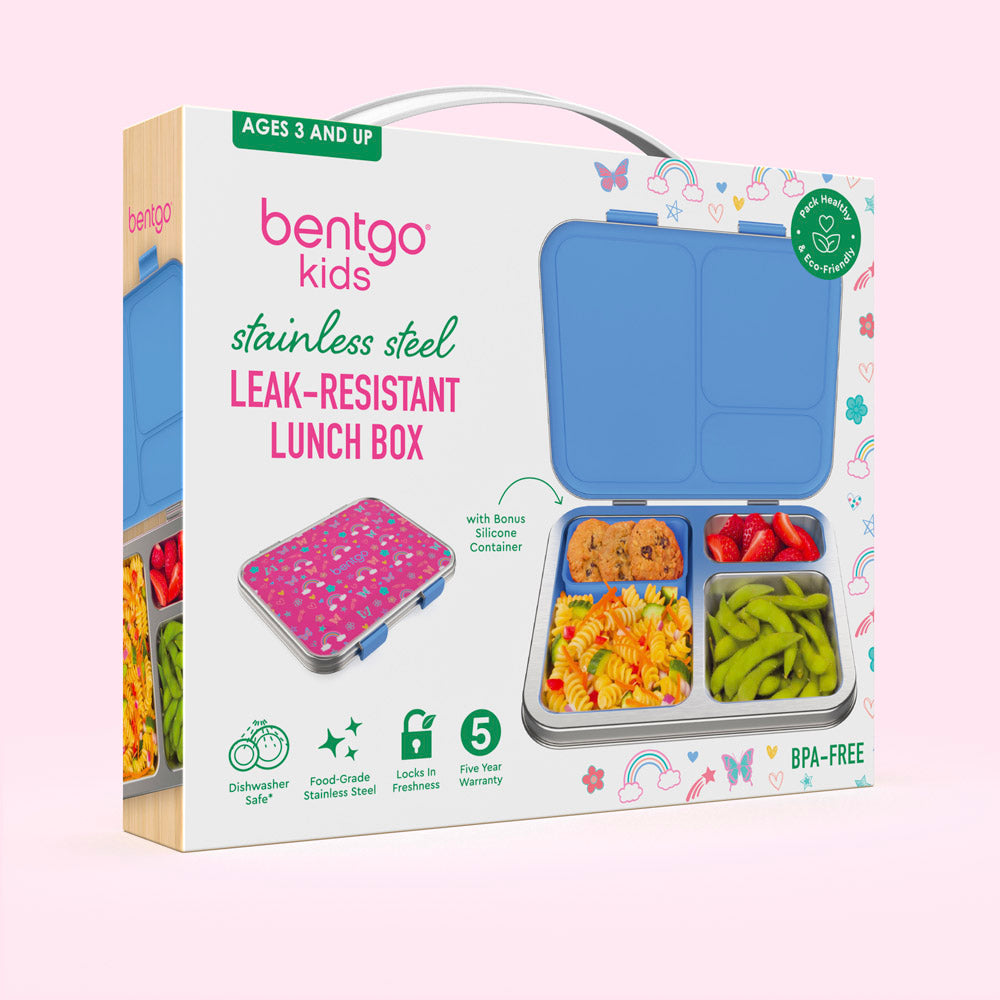 Bentgo® Kids Stainless Steel Prints Lunch Box  - Rainbows and Butterflies | Packaging