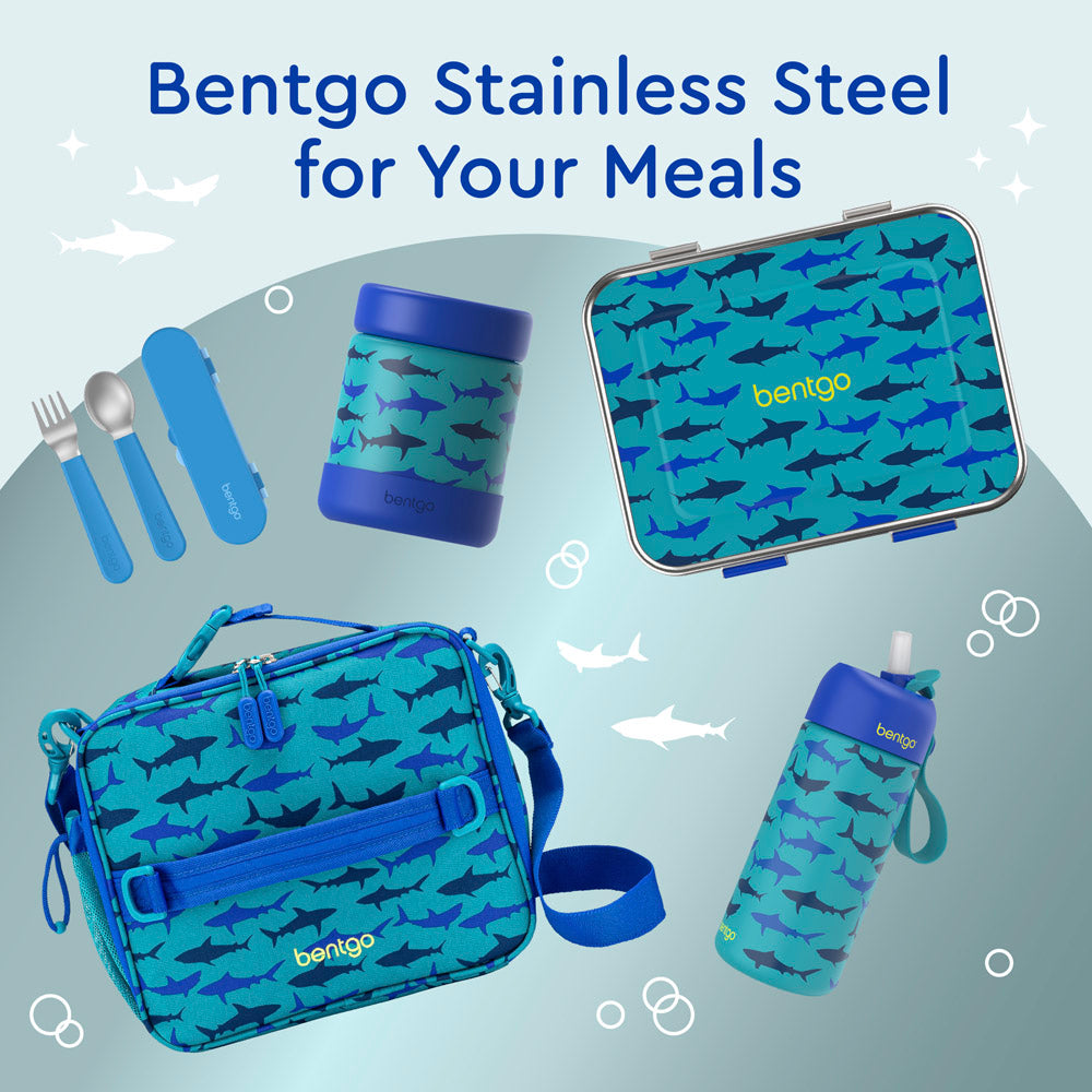 Bentgo® Kids Stainless Steel Prints Lunch Box  - Sharks | Bentgo Stainless Steel For Your Meals