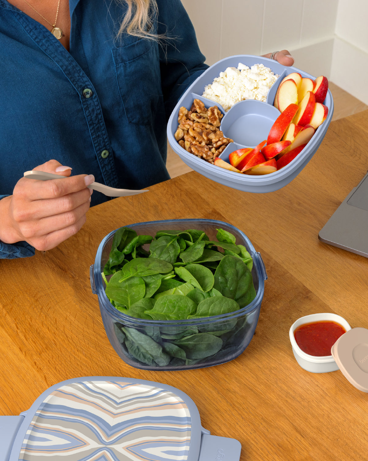 Glass Salad Prints Container