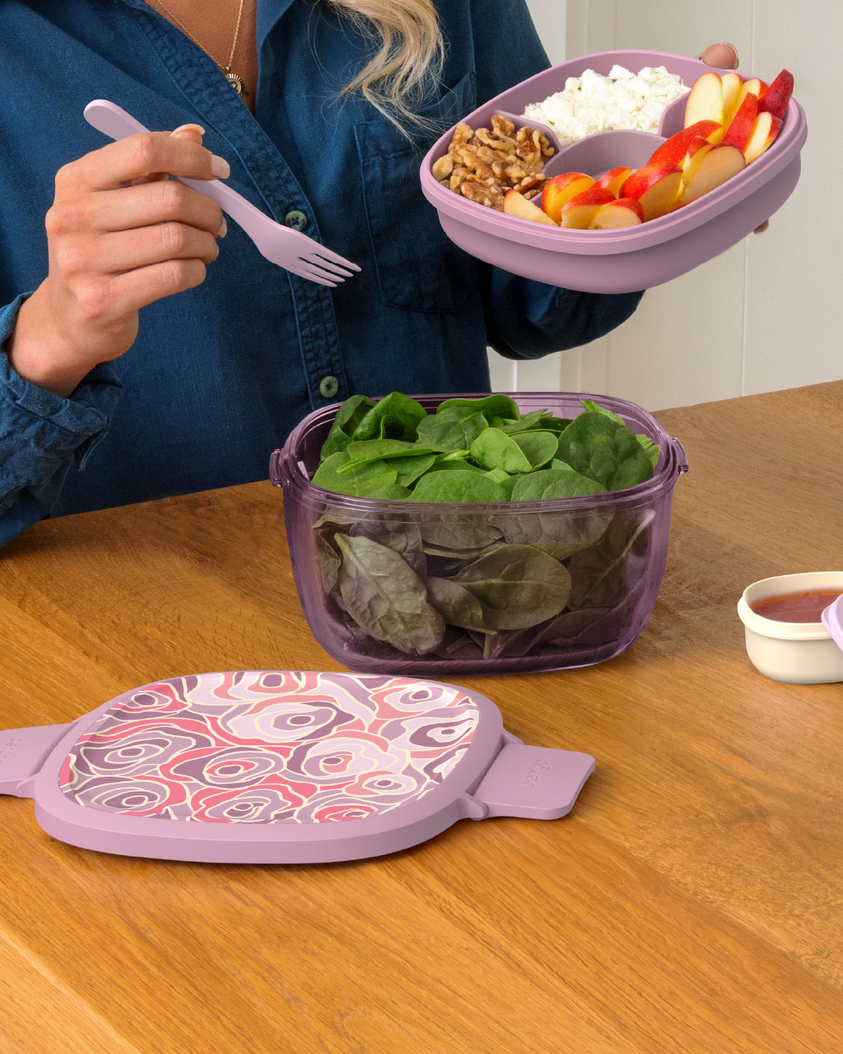 Glass Salad Prints Container