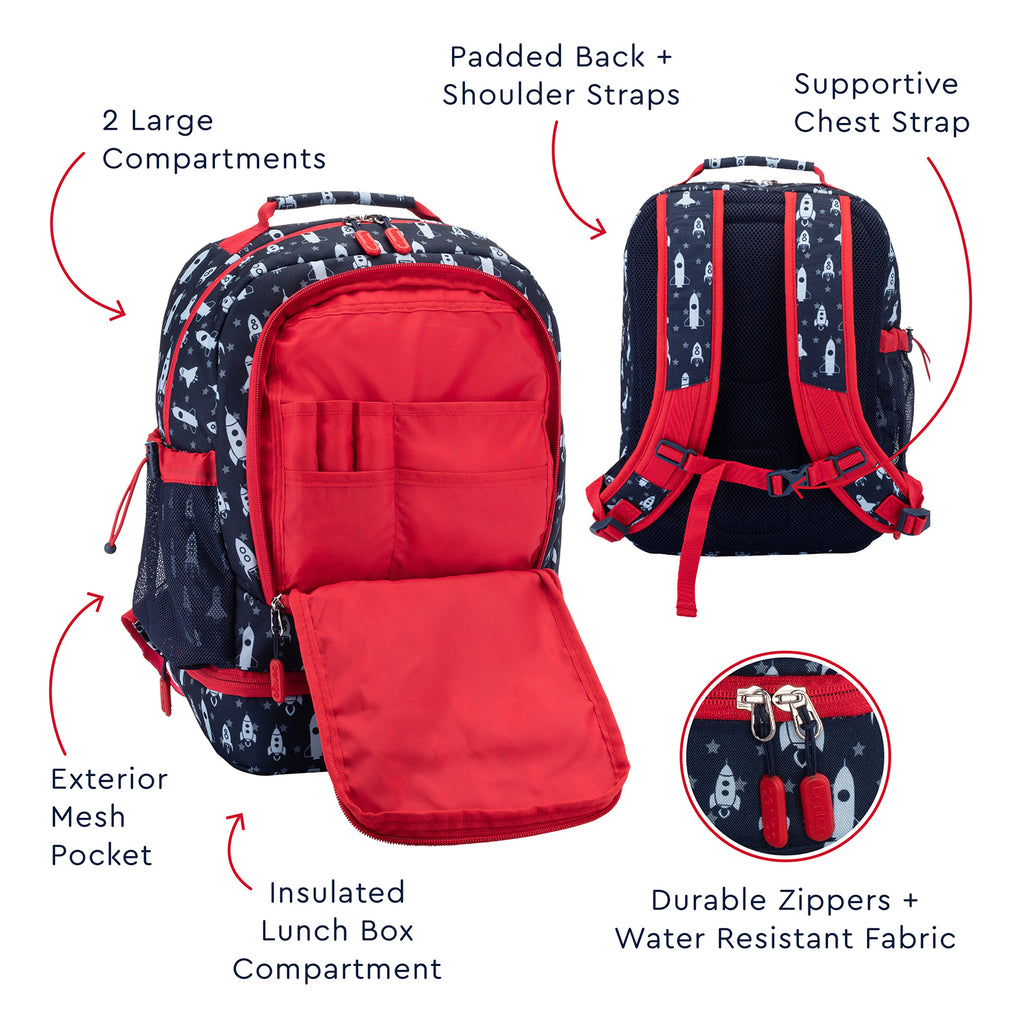 Bentgo 2-In-1 Backpack & Lunch Bag - Space Rockets