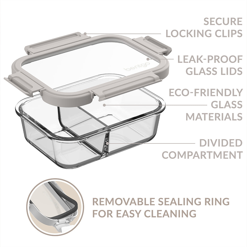 Bentgo 3 Compartment Glass Container with Leak-Proof Lid – Readi Set Go