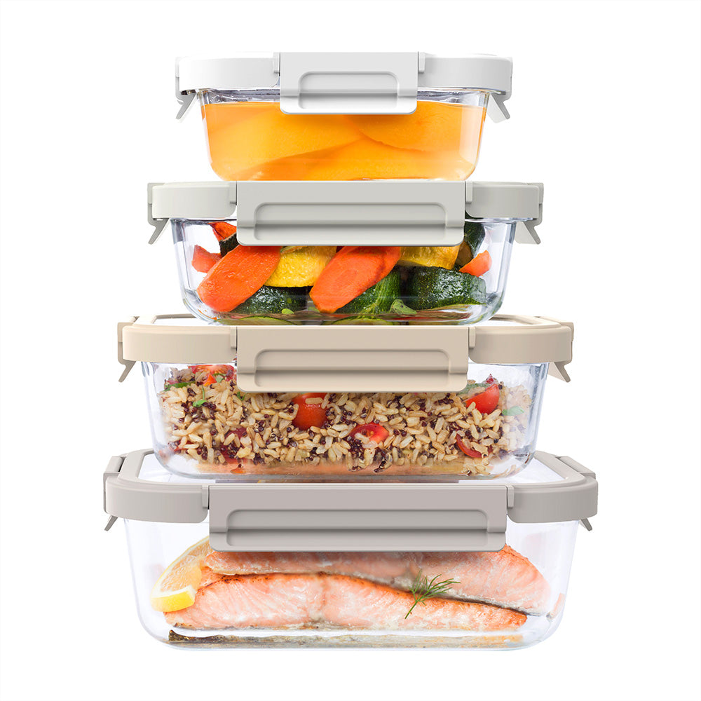 Glass Meal Prep Containers BPA-Free Airtight Food Storage Leak