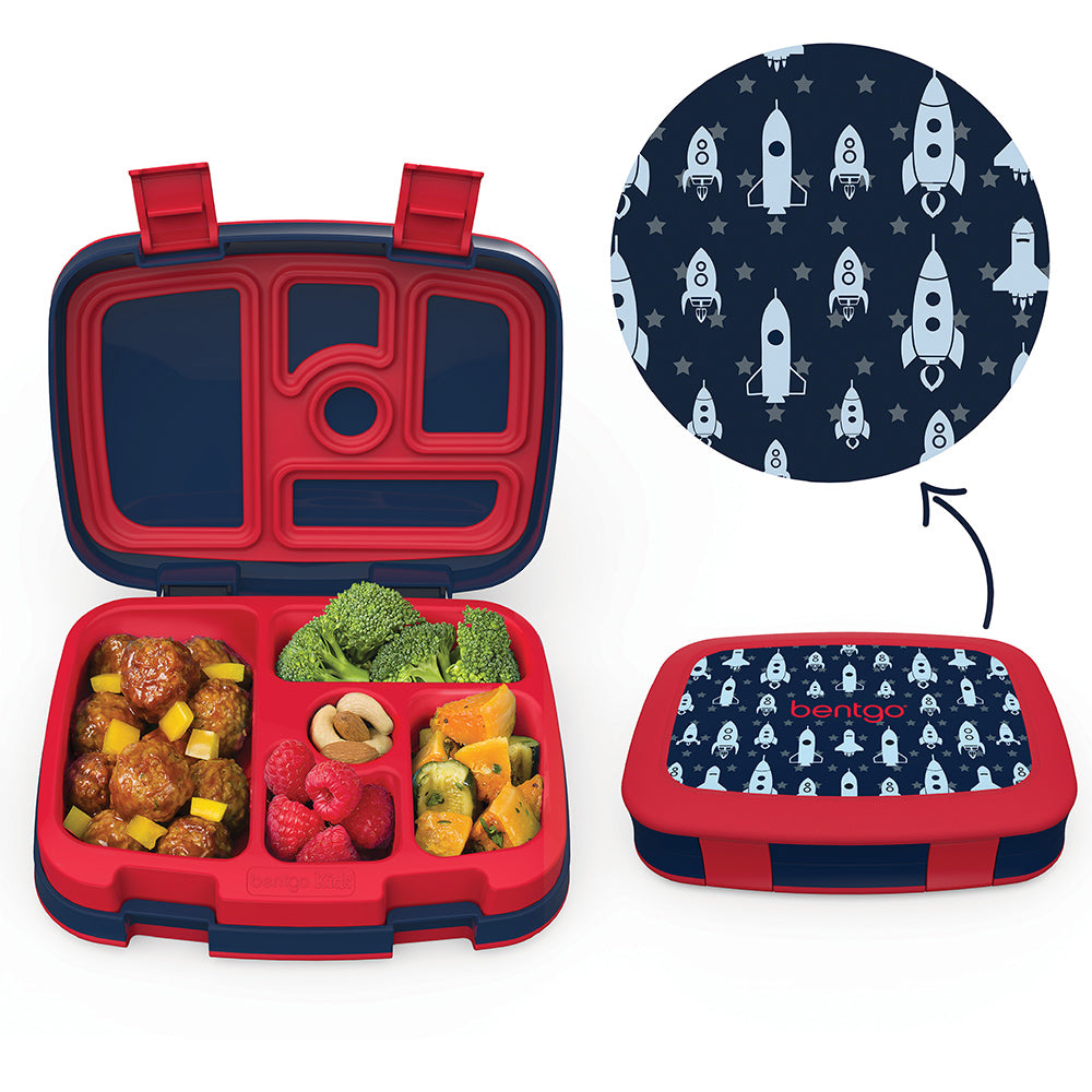 Bentgo Kids Prints Lunch Box Bag & Ice Packs Rockets