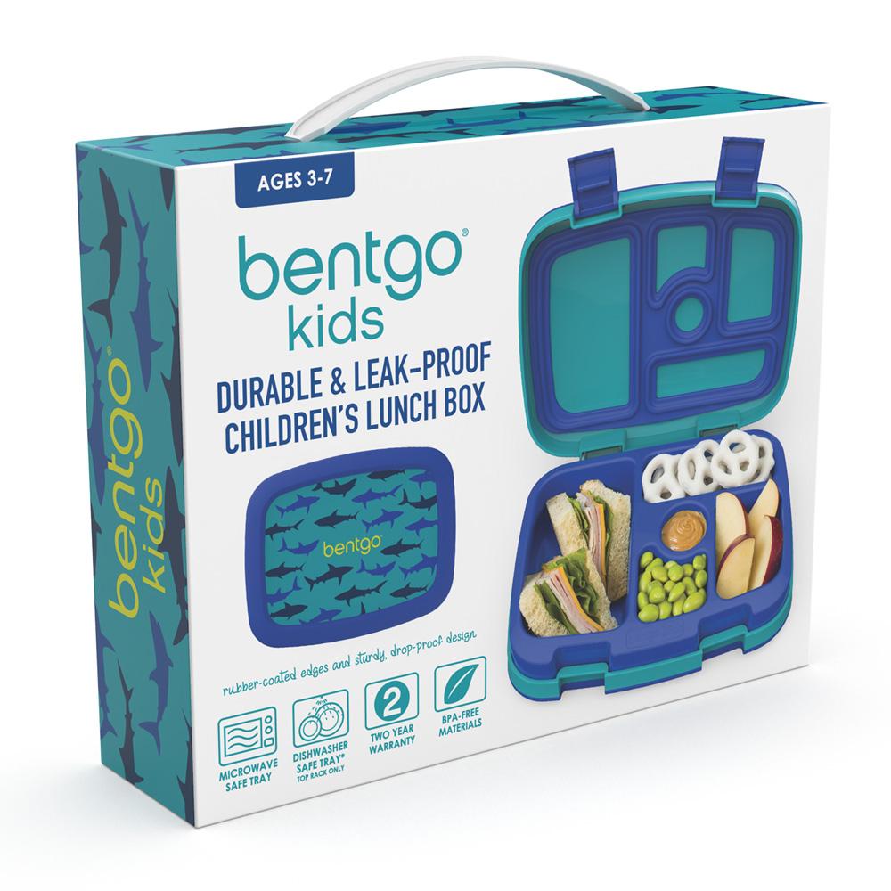 bentgo Kids Prints Sharks Backpack with Lunch Box, Blue (BGBKPAK-SHK)