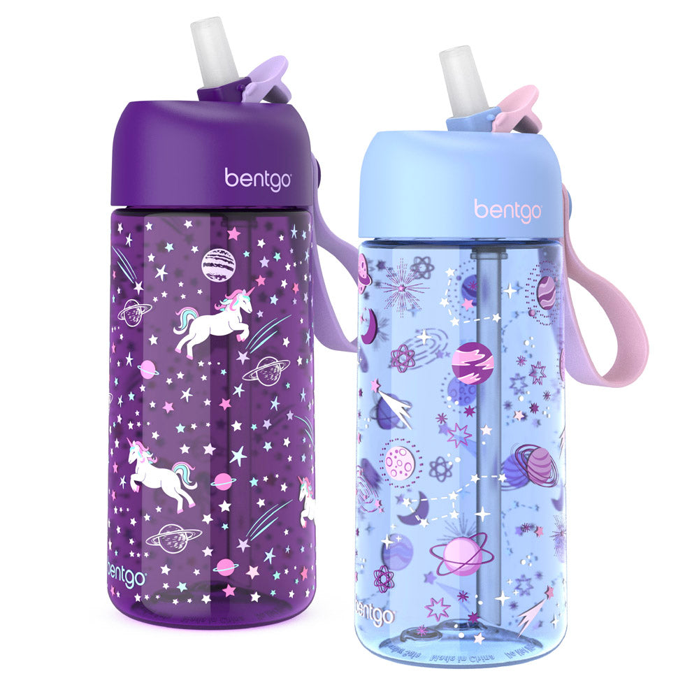 Bentgo (2) 15-oz Kids' Prints Water Bottles ,Lavender