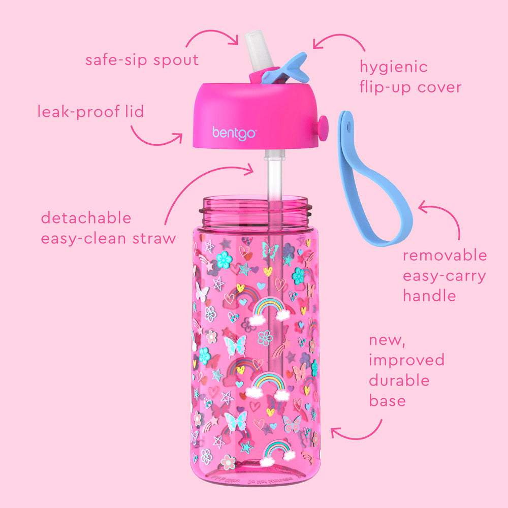 Bentgo® Kids Water Bottle 2-Pack | Rainbows Butterflies/Fairies