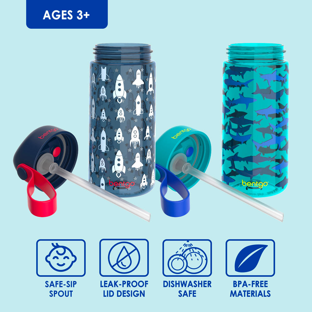  Bentgo Kids Prints Water Bottle (2-Pack) - Sharks : Baby