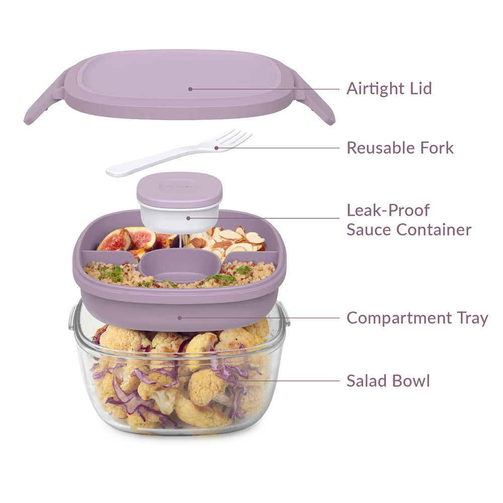 Bentgo® Glass Salad Container | Leak Proof Salad Container - Lavender