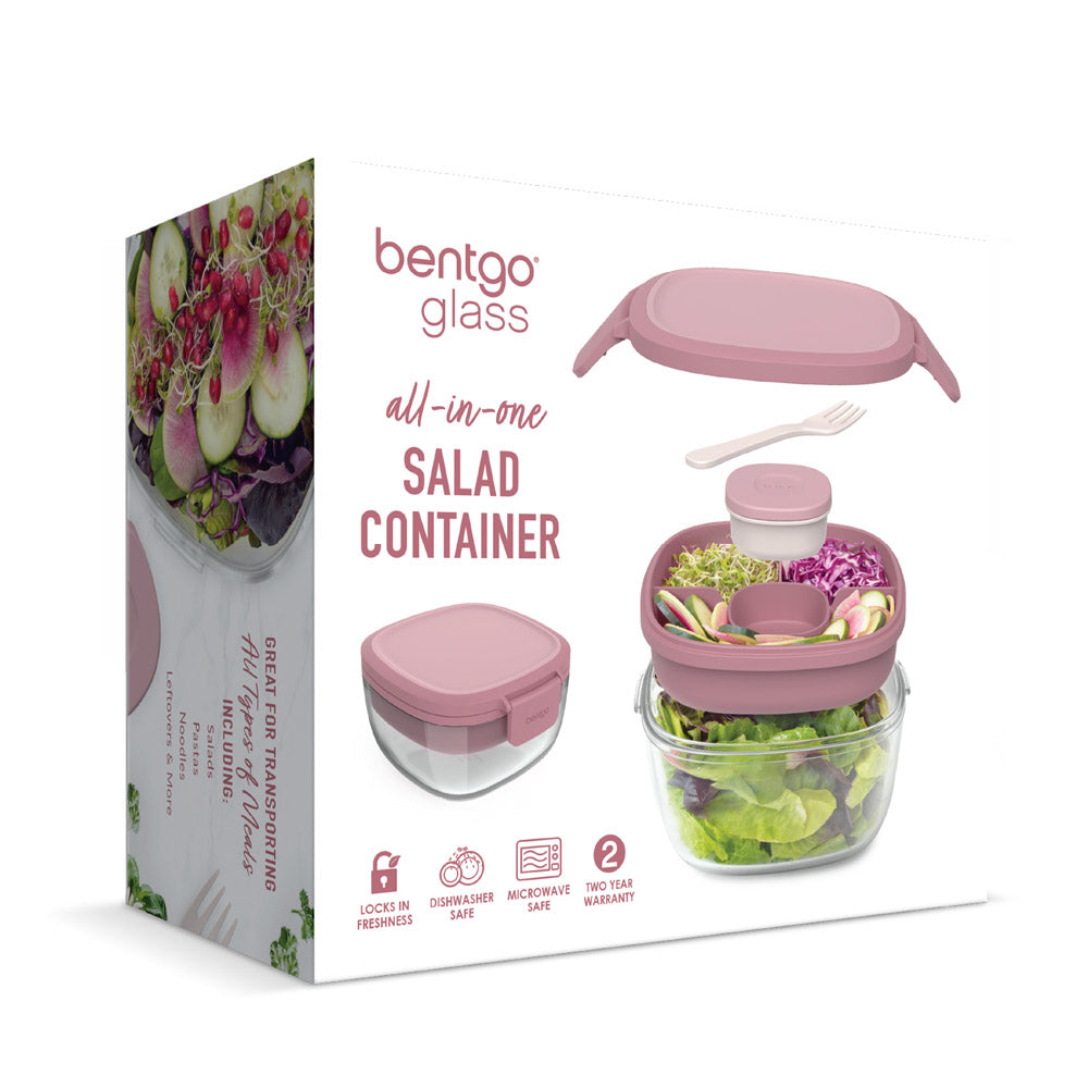Bentgo® Glass Salad Container | Leak Proof Salad Container - Rose