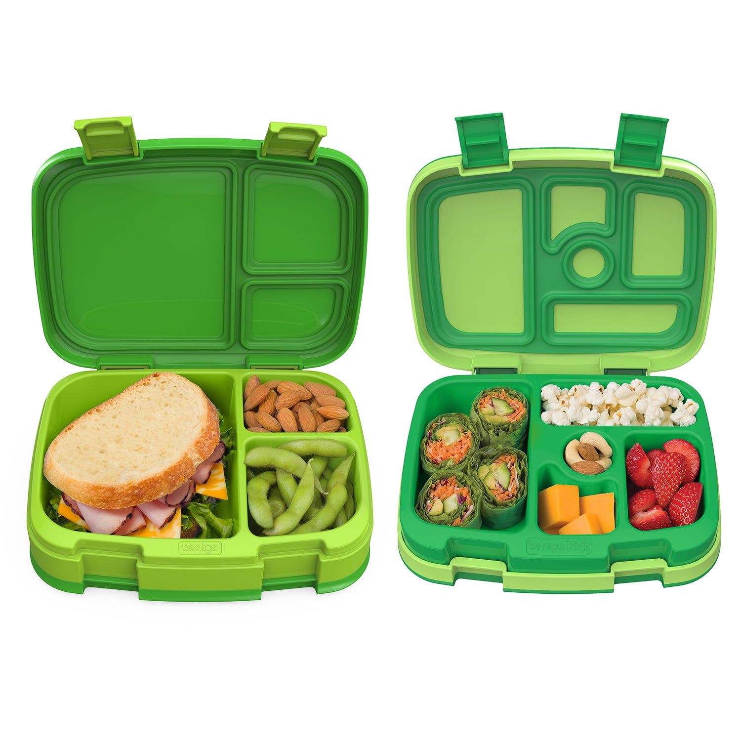 One Bentgo Fresh and One Bentgo Kids Print Lunch Box-Safari, Kids Unisex, Size: 2 pk, Green